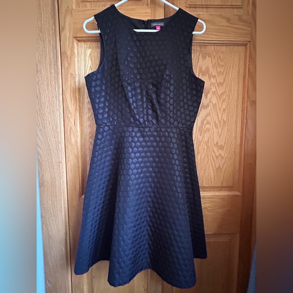 Vince Camuto Textured Black Structured Dress